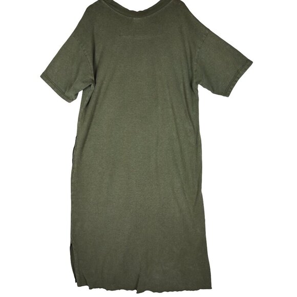 Back Beat Co. Olive Green T-Shirt Dress Size XL/XXL Hemp Cotton Pockets Relaxed - Picture 3 of 8